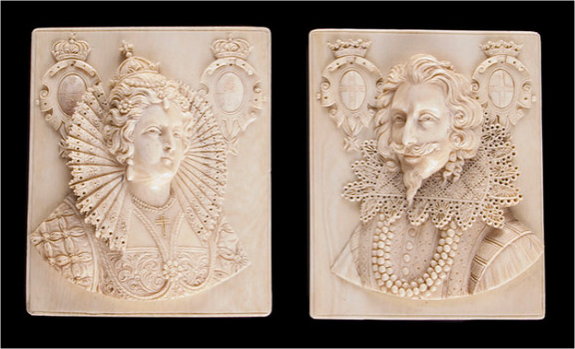 Pair of Ivory portraits
