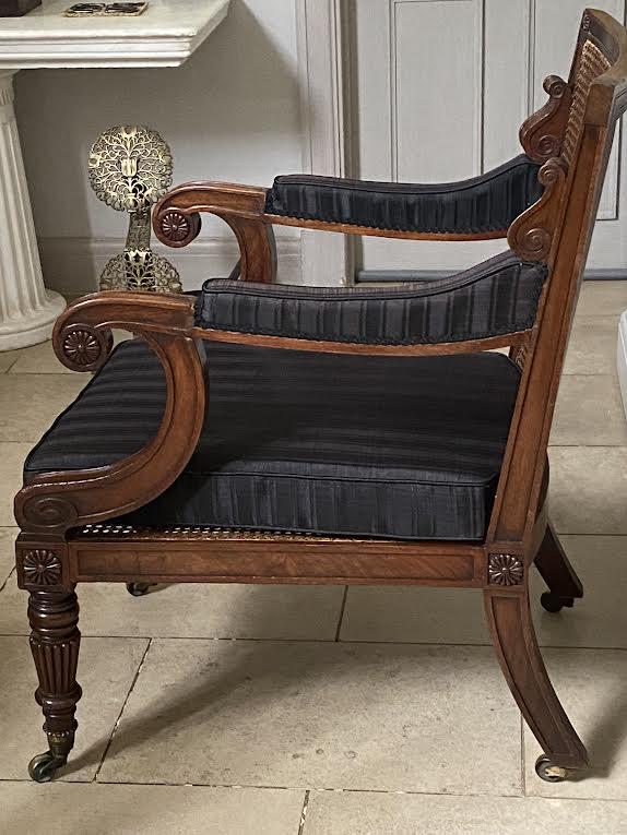 Grand Scale Regency Period Library Bergere Chair, Circa 1825 ( Gillows )