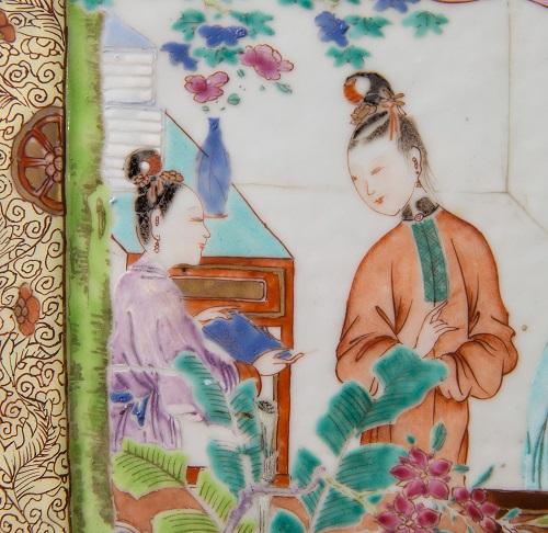 Detail of a Chinese porcelain famille rose vase