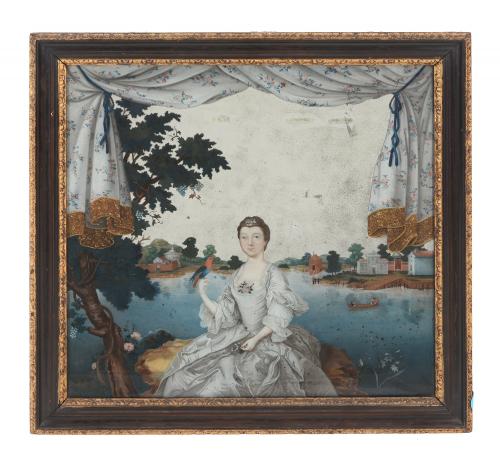 A Rare Chinese Export 'European-Subject' Reverse Glass Painting
