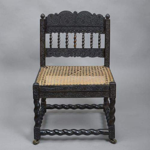 Indo-Portuguese Ebony Chair from the Coromandel Coast
