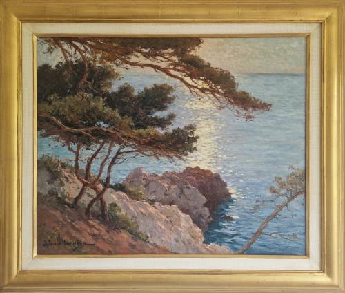 Clair de lune sur la côte rocheuse en Méditerranée by Jean Lafon (1886-1973)