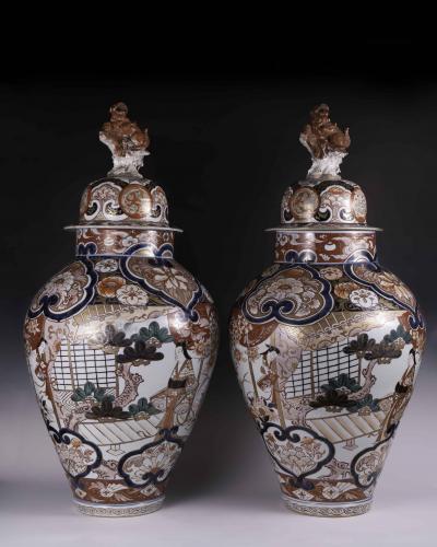 A large pair of Japanese Imari vases circa 1700