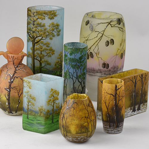 Solo Antiques: Collection of Daum Landscape Vases