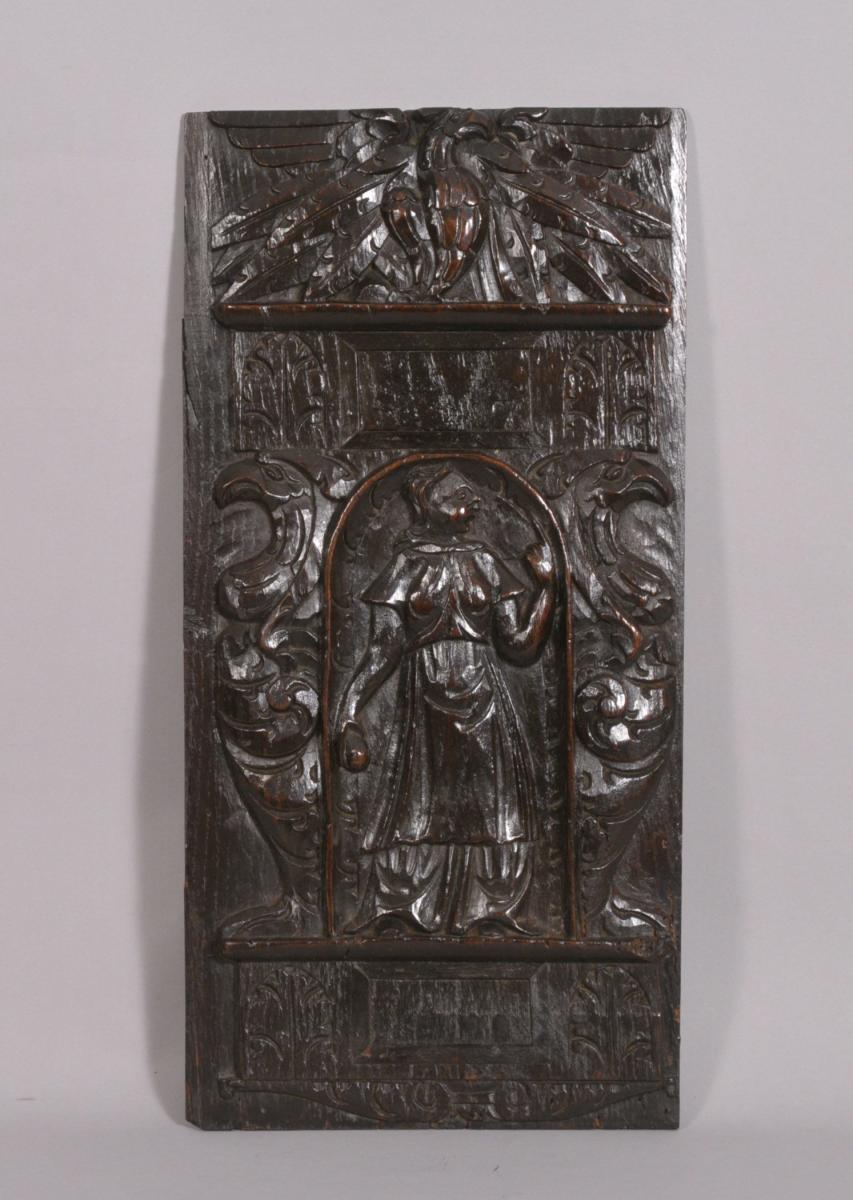 Antique 17th Century Walnut Carved Panel