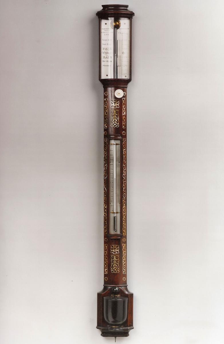 William IV Rosewood & Mother of Pearl Bow-Front Barometer by J.Somalvico & Co, London