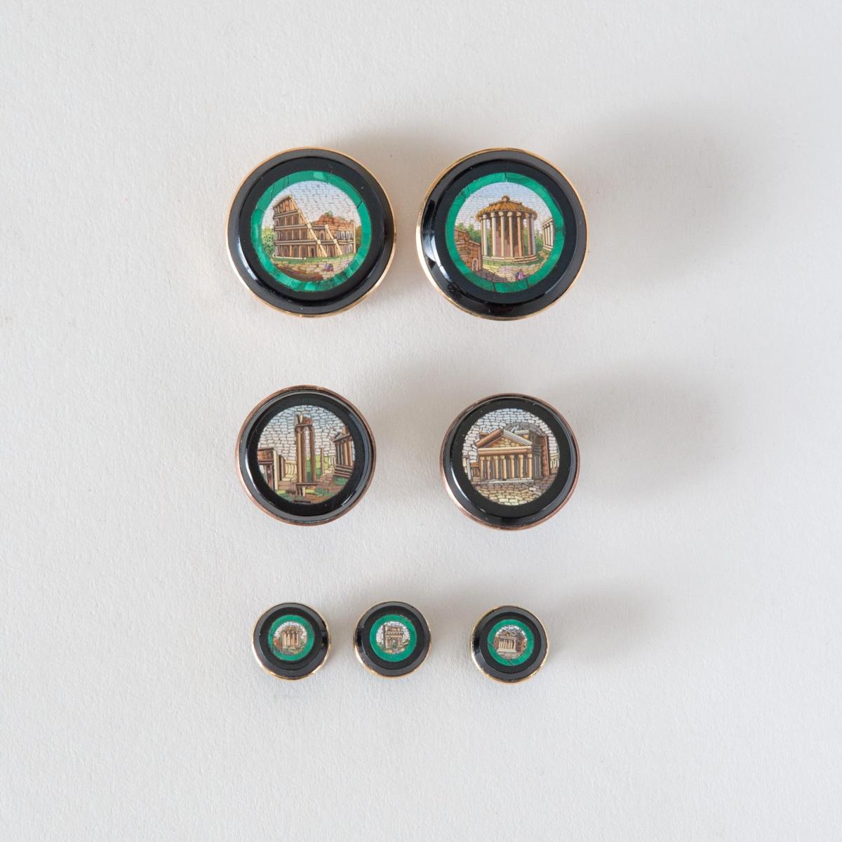 SET OF GRAND TOUR MICRO-MOSAIC BUTTONS