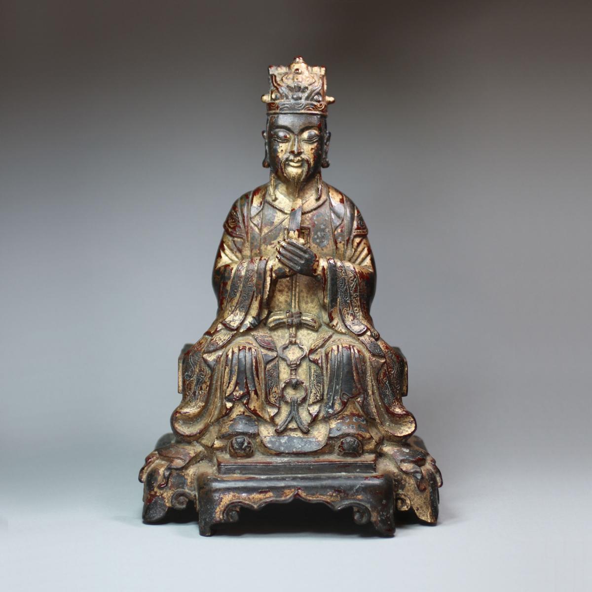 Chinese gilt-lacquer bronze figure of the Daoist deity Wenchang Wang