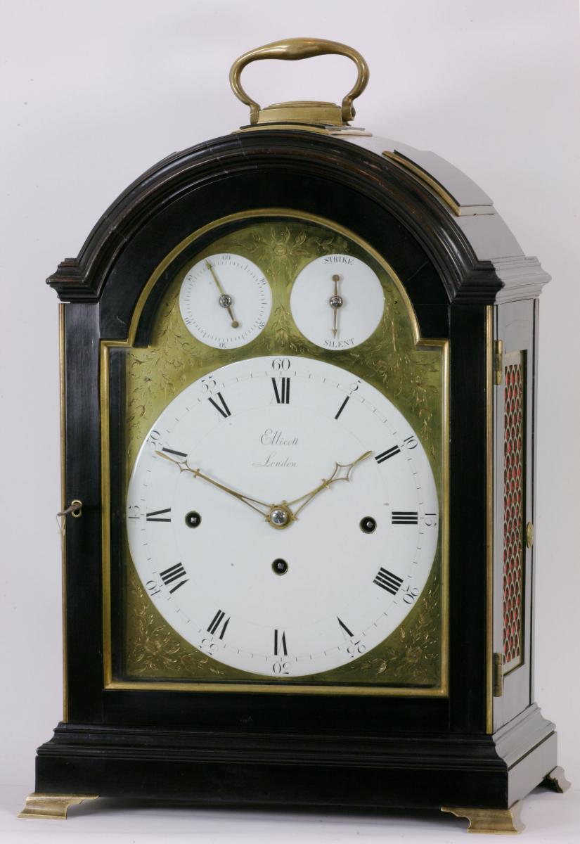 Ellicott, London. Triple pad top ebony quarter striking bracket clock.  Circa 1780