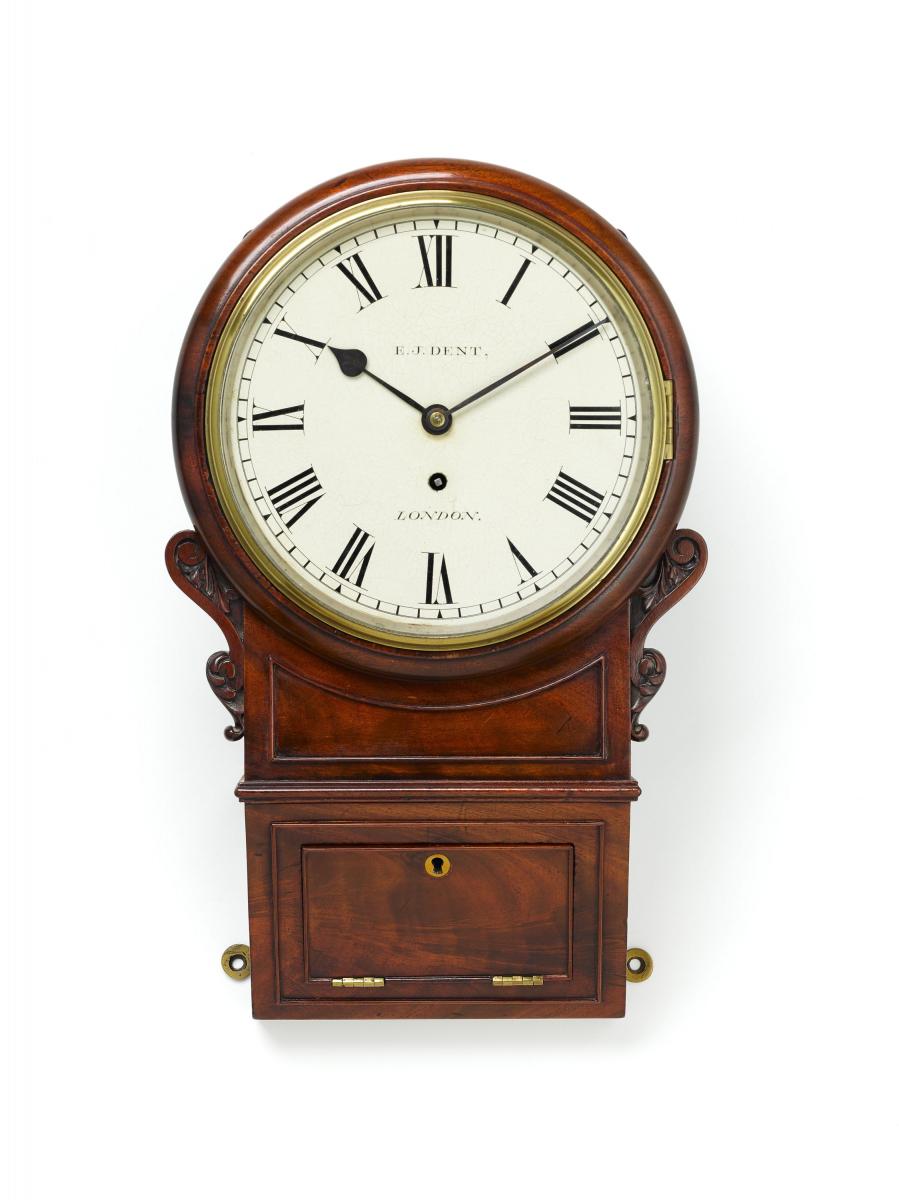 A Fine Mahogany Drop Dial Wall Timepiece by E. J. Dent, London