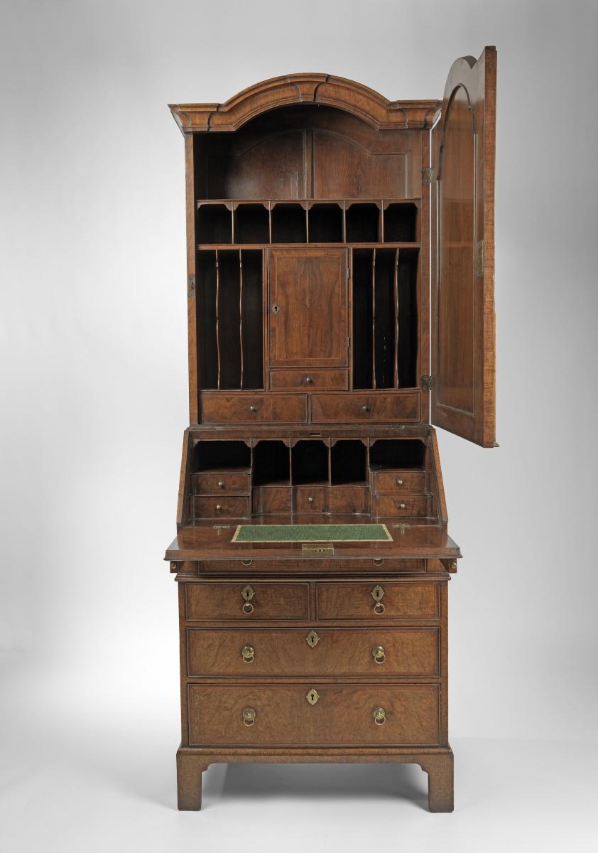 A Small George I Walnut Bureau Bookcase  Circa 1725