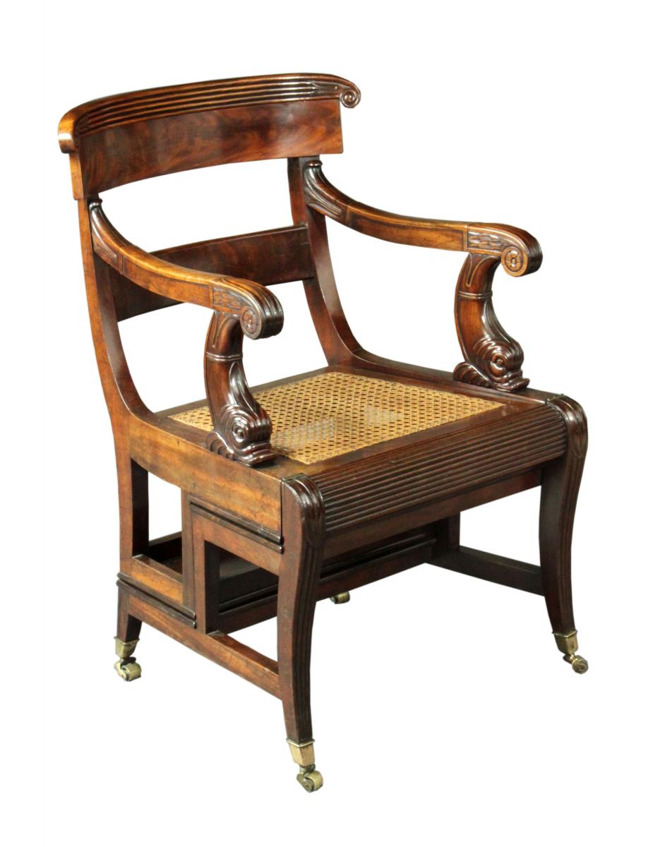 A fine quality mahogany metamorphic chair in the manner or Morgan and Saunders