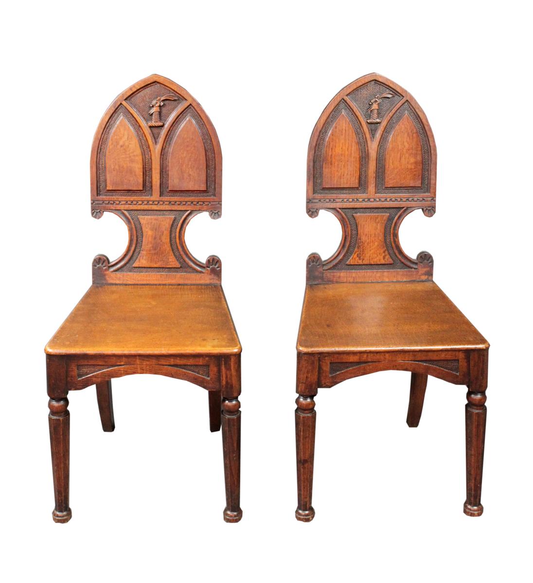Pair of antique hall chairs
