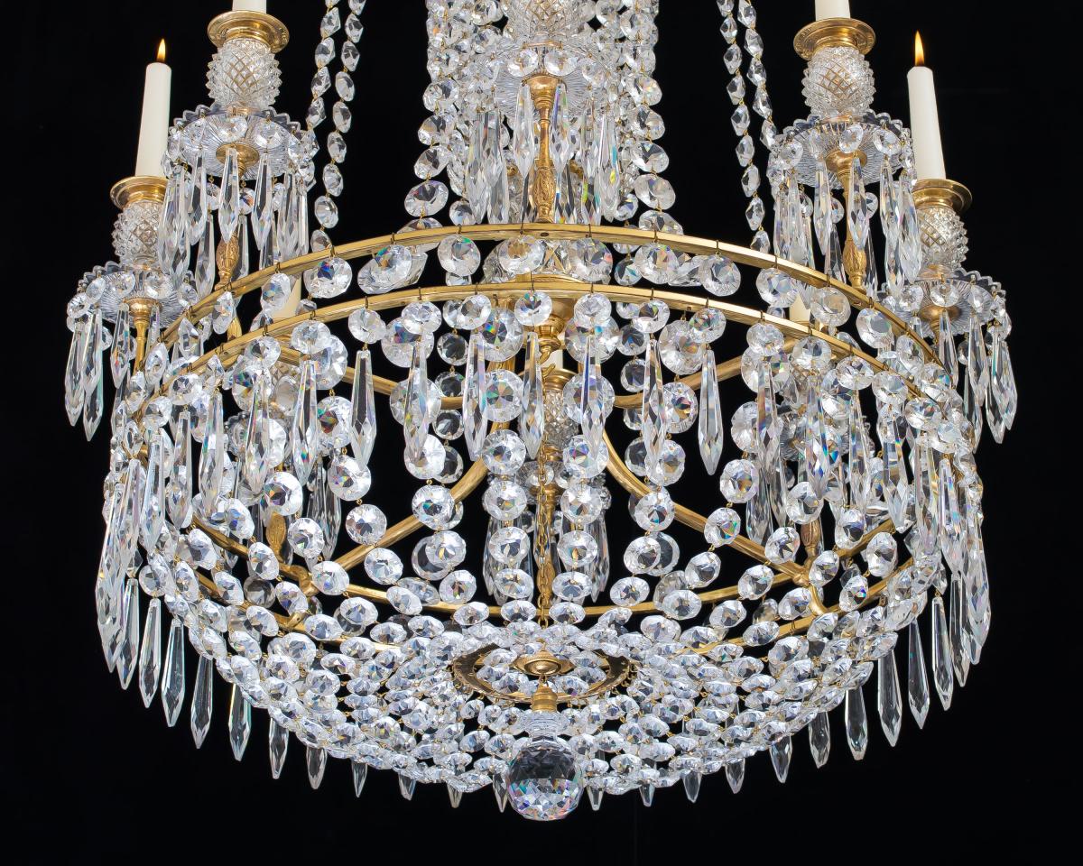 An important Regency period antique chandelier by John Blades, English Circa 1815