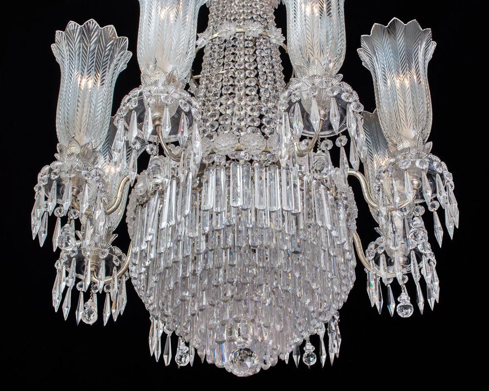 A Large Eight Light Regency Tent and Waterfall Chandelier of the Finest Quality, English Circa 1820
