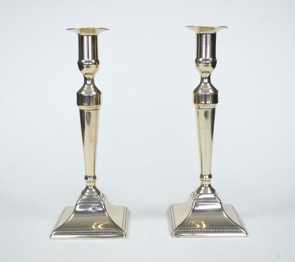 Pair of Georgian brass candlesticks