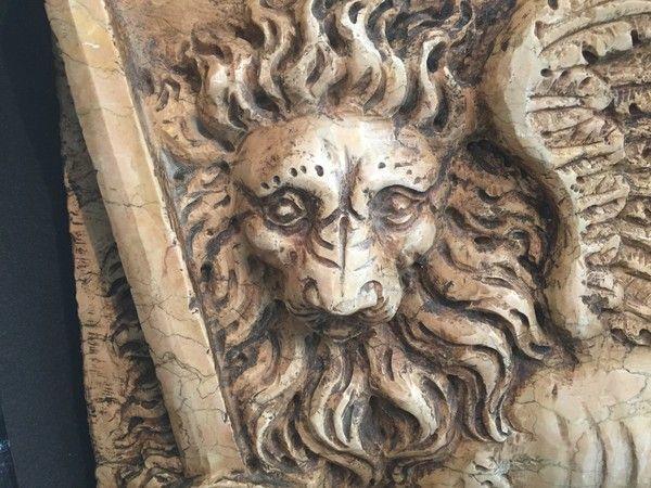 Carved Sienna Marble Wall Panel of The St Mark's Lion