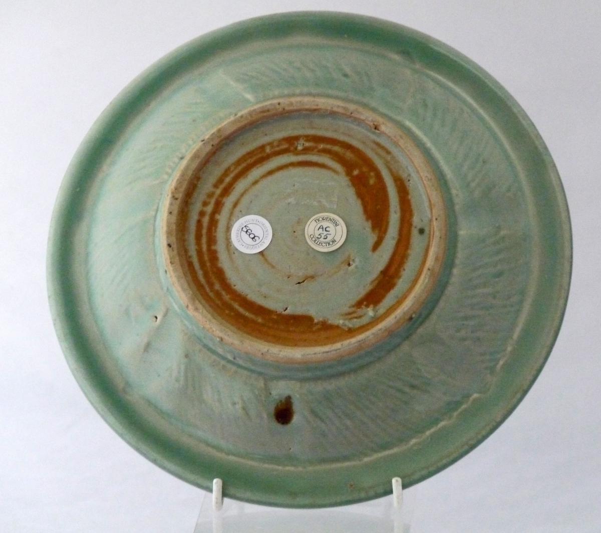 Transitional Chinese Celadon carved Saucer Plate