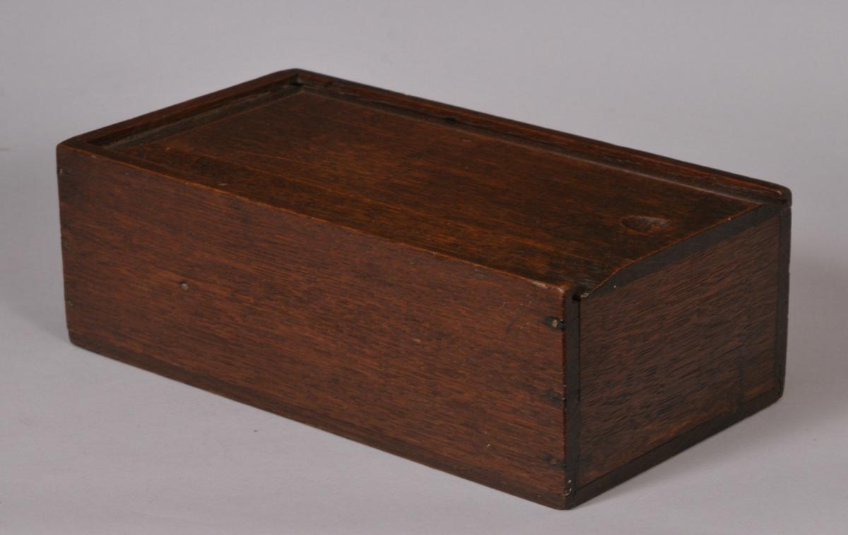 S/2092 Antique Treen 19th Century Oak Games Box