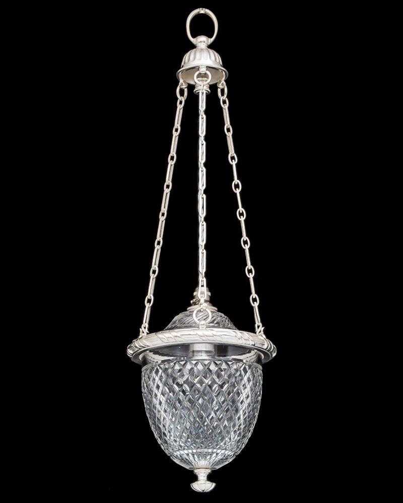 A Victorian Silver Mounted Diamond Cut Glass Hall Lantern by F&C Osler, English Circa 1900