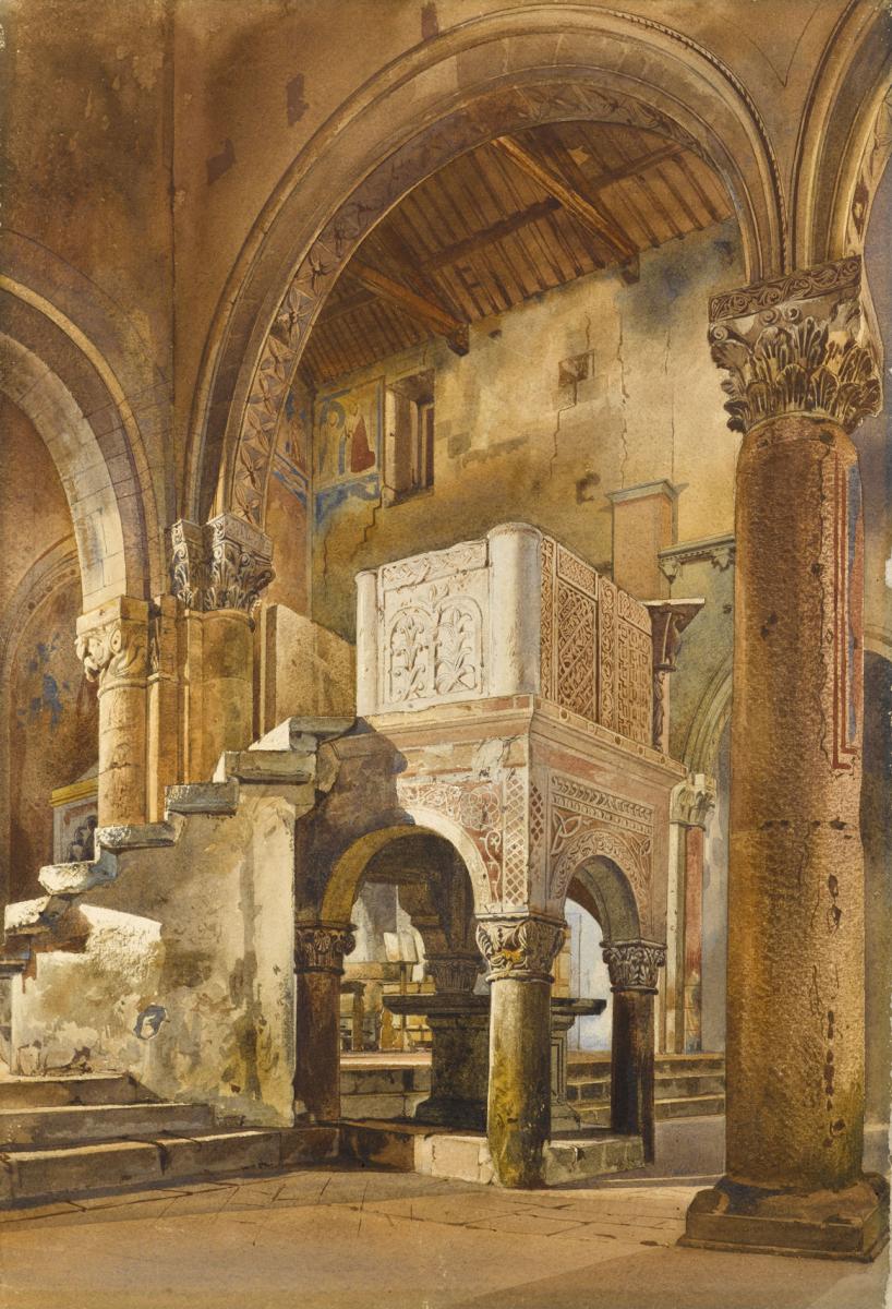 The Pulpit of the Church of Santa Maggiore, Tuscania, Italy by Thomas Hartley Cromek (1809-1873)