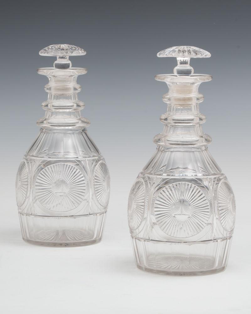 An Unusual Pair of Regency Decanters with Radial Cut Panels