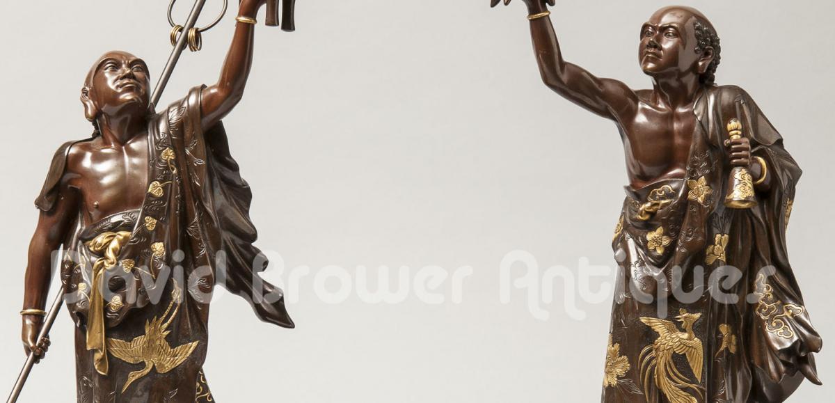 Pair of Japanese bronze figures by Miyao