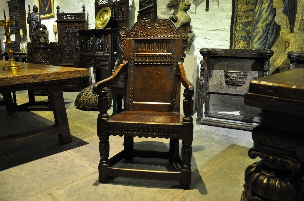 Charles I Carved and Dated Oak Wainscot Chair