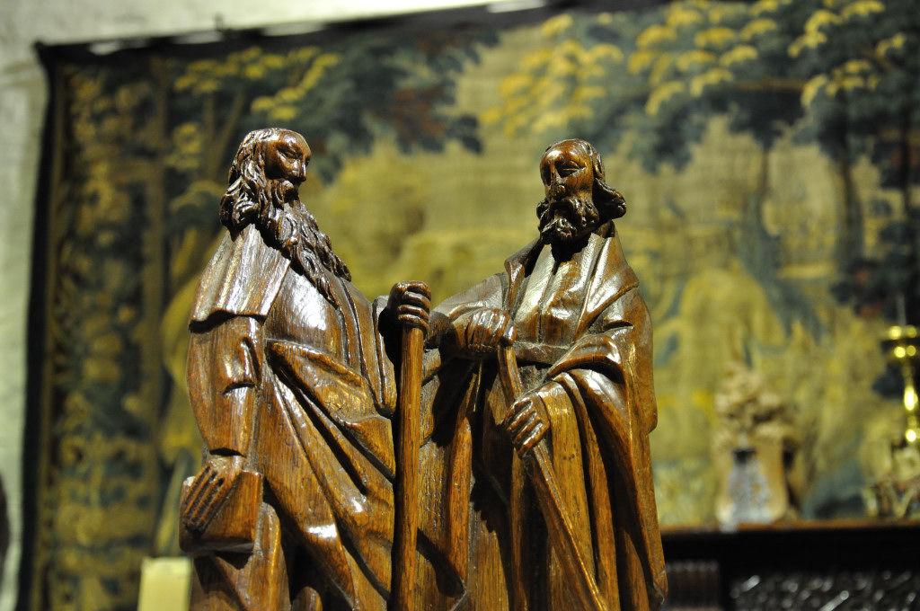 16th Century Carved Oak Sculpture of Two Prophets. French. Circa 1520