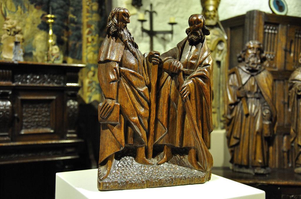 16th Century Carved Oak Sculpture of Two Prophets. French. Circa 1520