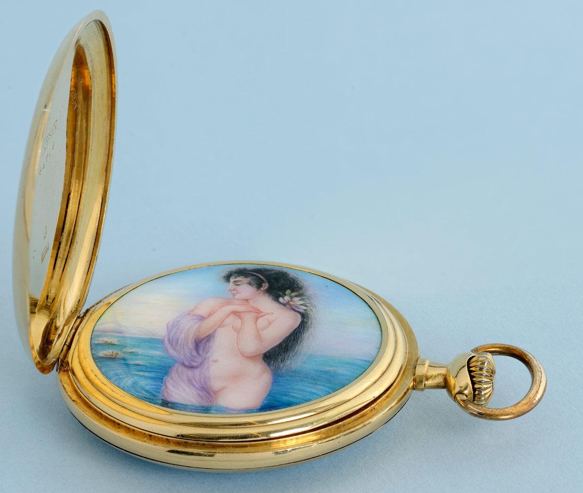 Gold Swiss Lever with Concealed Enamel Nude