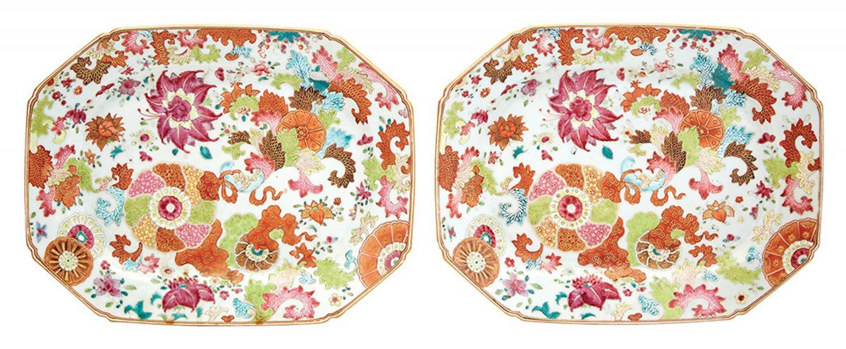 Chinese Export Porcelain Tobacco Leaf Dishes, circa 1765.