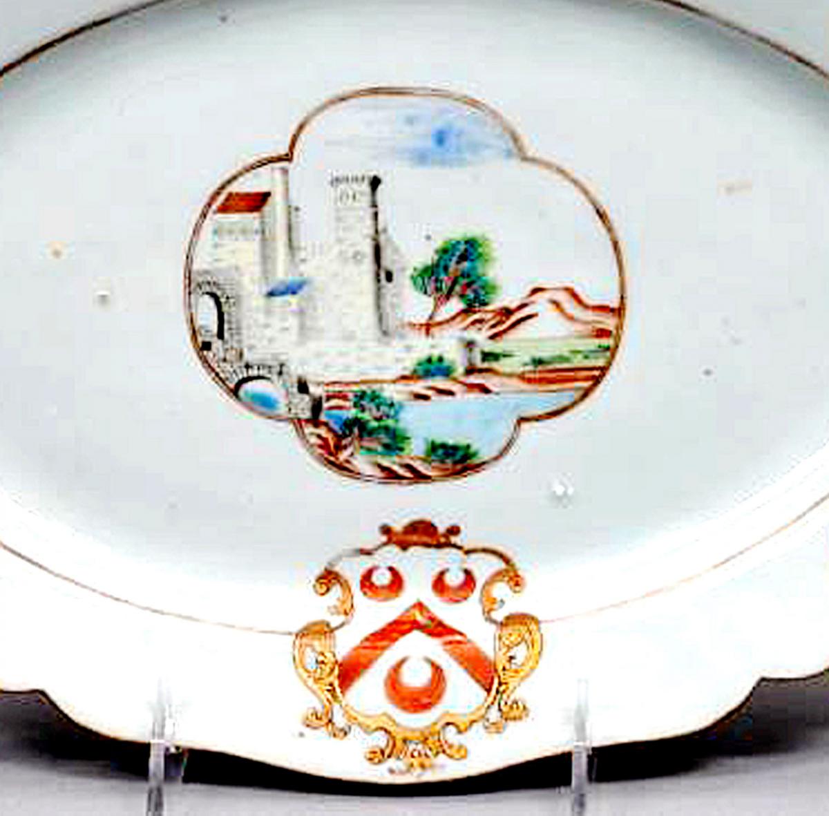 Chinese Export Armorial Porcelain Dish, Arms of Pole, Circa 1745.
