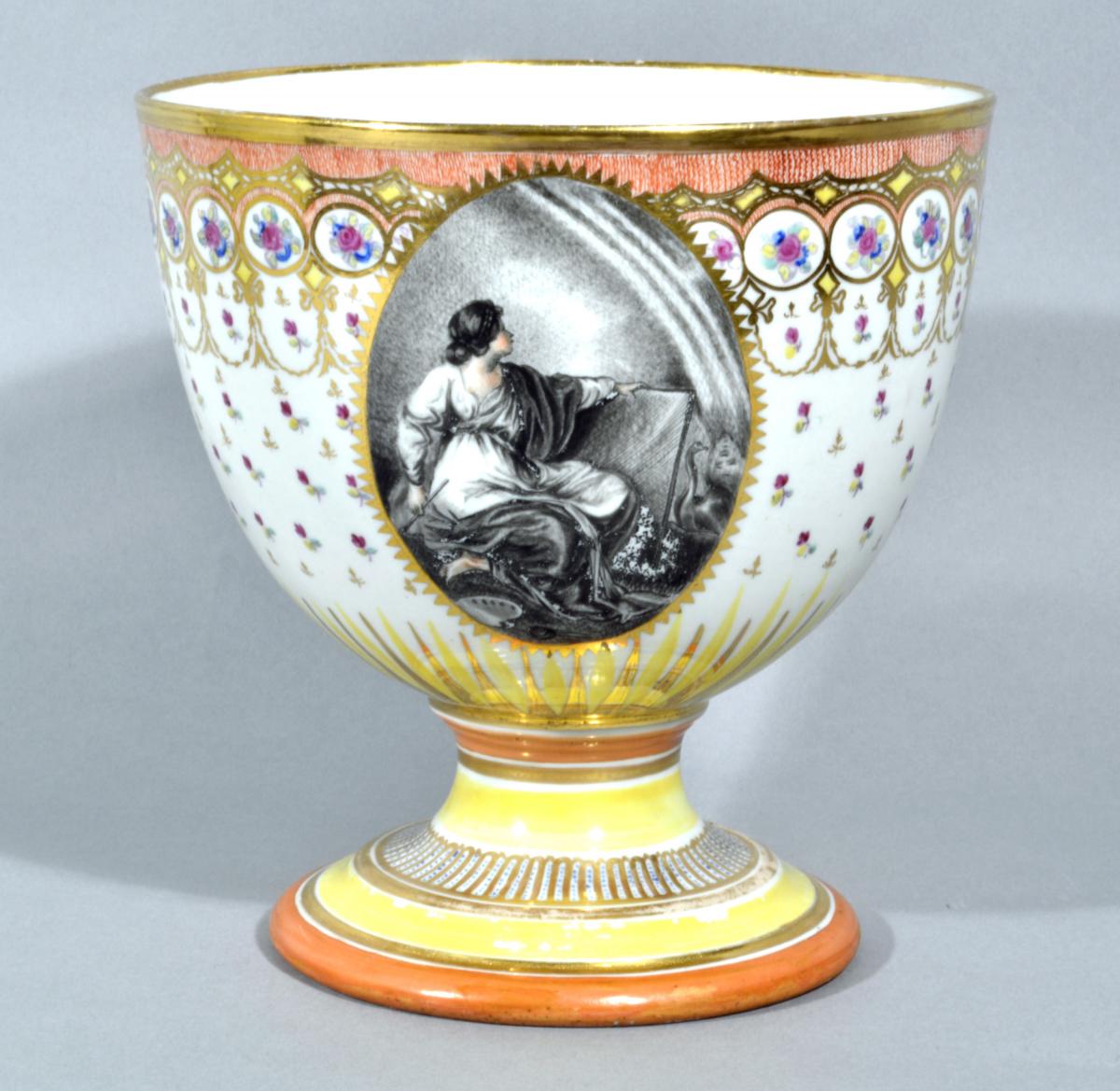 Antique English Chamberlain Worcester Large Porcelain Goblet with Painting by Humphrey Chamberlain after Angelica Kauffman's Pai