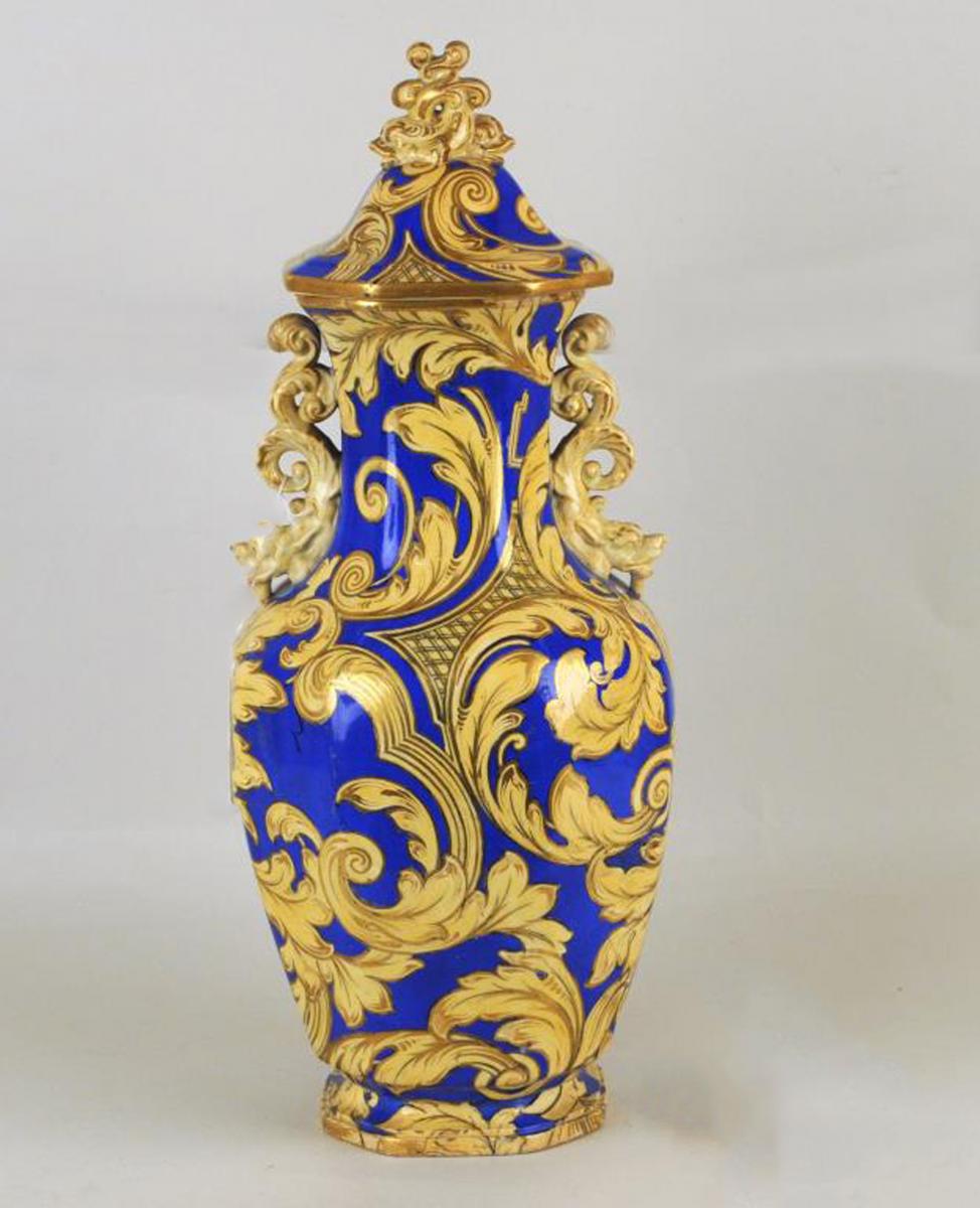 English Ironstone Vase & Cover, Morley Ashworth, Circa 1855-62