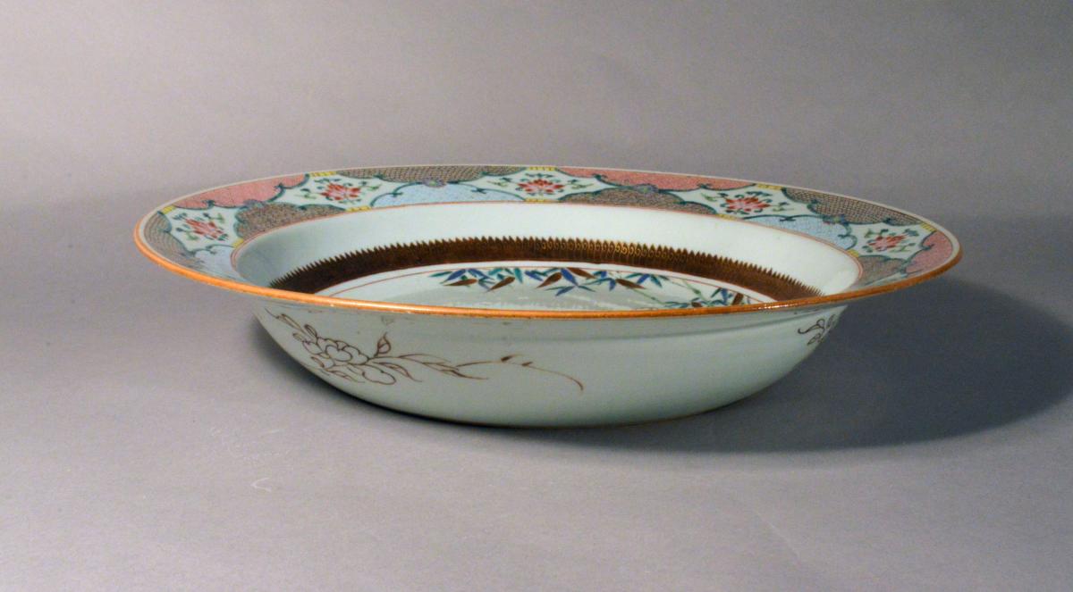 Chinese Export Famille Rose Porcelain Basin, Circa 1735-50.