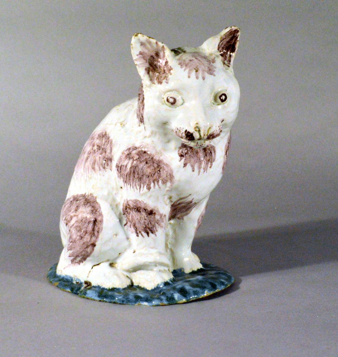 Brussels Faience Model of a Cat, Philippe Mombaers, Circa 1765-85.