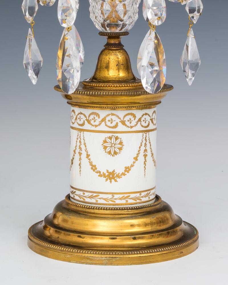 A Pair of George III Porcelain Base Candlesticks, English Circa 1790