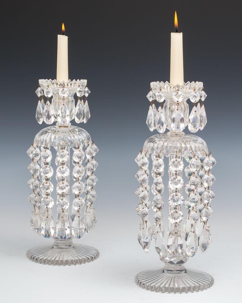 A Pair of Early Victorian Lustres by Perry & Co, English Circa 1850