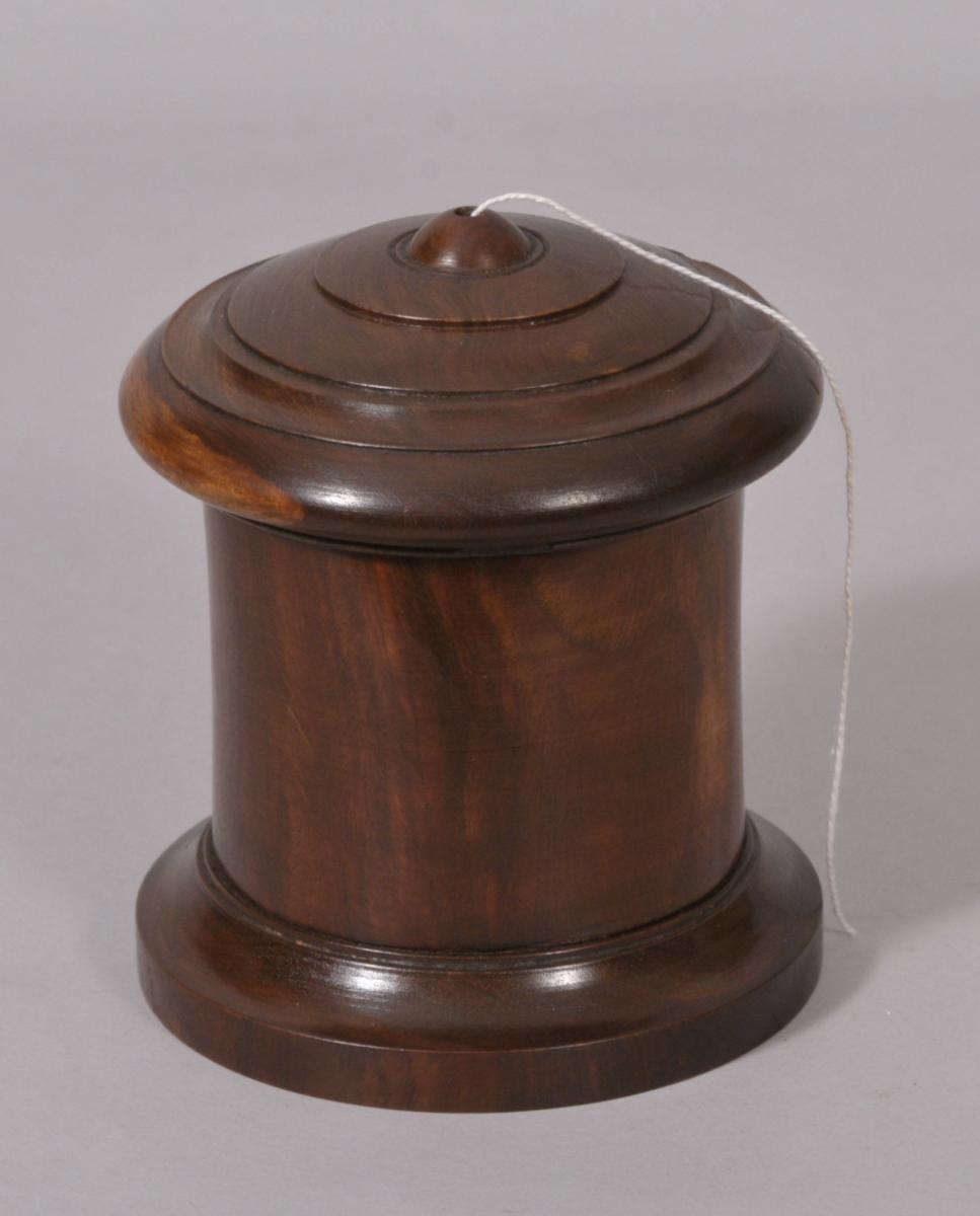 S/2193 Antique Treen 19th Century Lignum Vitae String Barrel