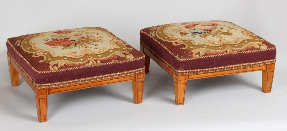 Pair of satin-birch stools