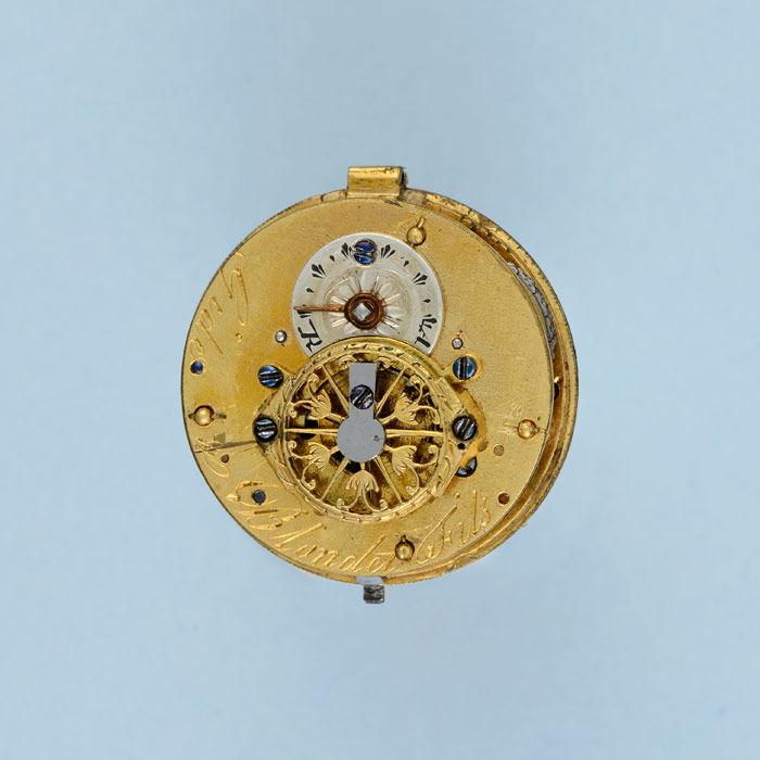 Gold and Enamel Verge Ball Watch and Chain