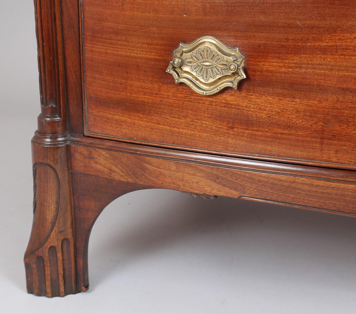 Fine and rare George III period mahogany bow-fronted chest-of-drawers of Channel Islands origin