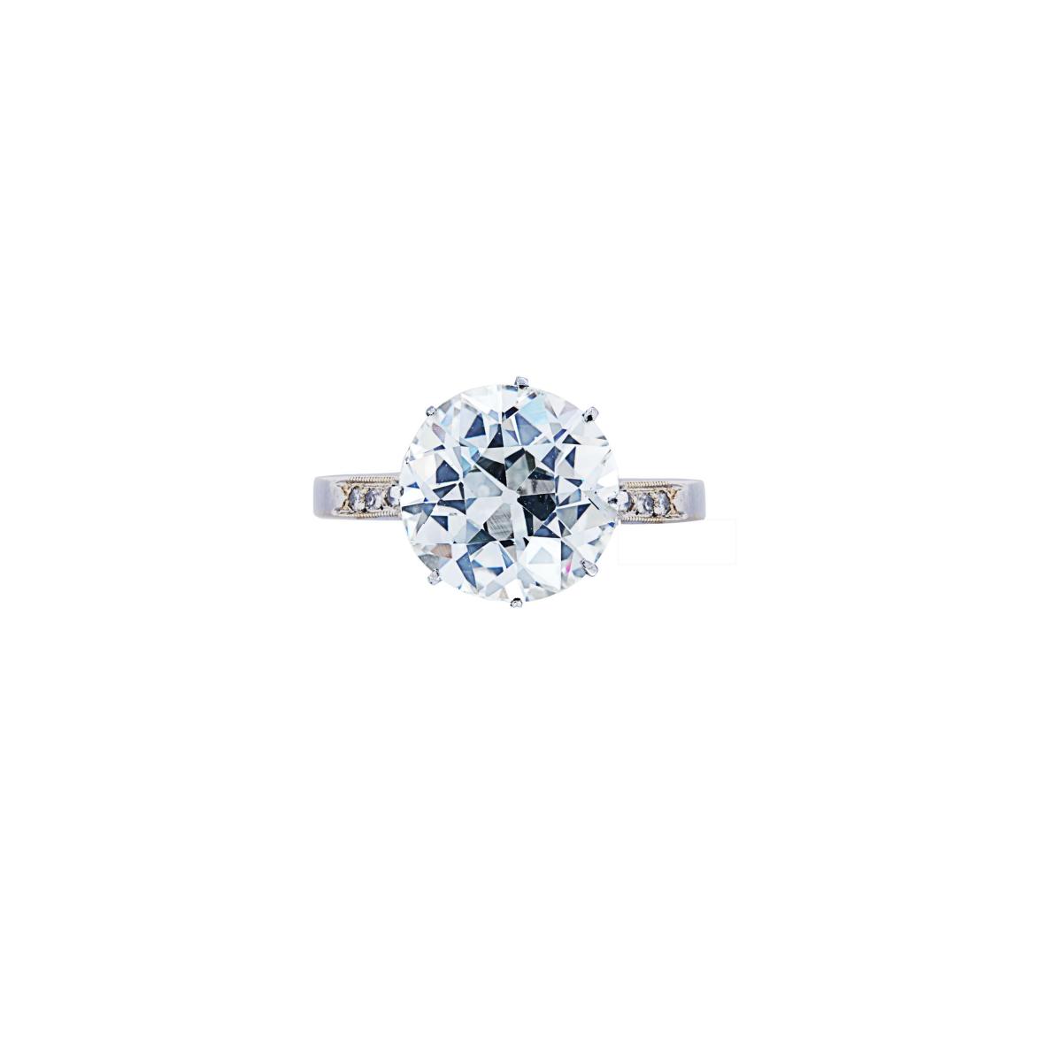 Platinum Edwardian 3.99ct diamond single stone ring 1910c 
