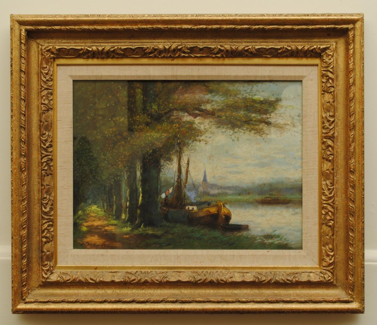 Landscape Oil Painting, Dutch, Circa 1890