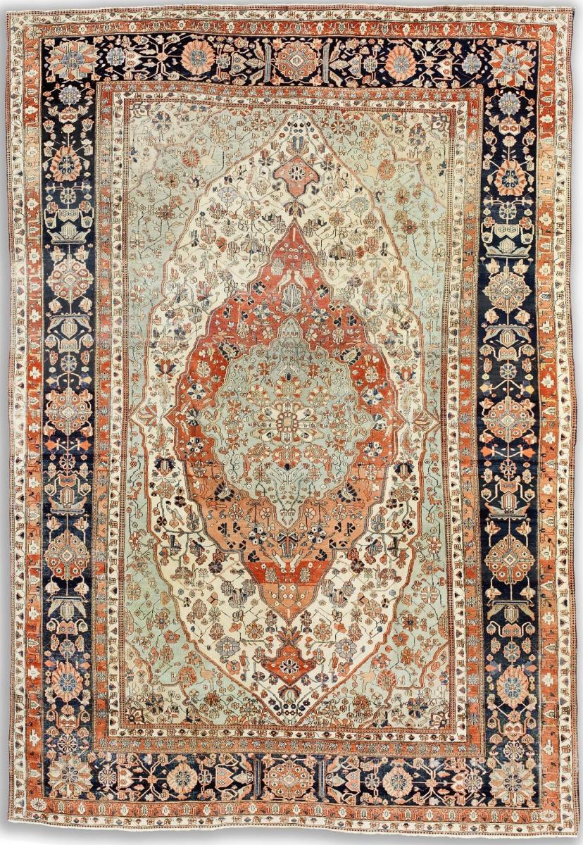 Fine antique Kashan carpet, by Masterweaver, Mohtashem