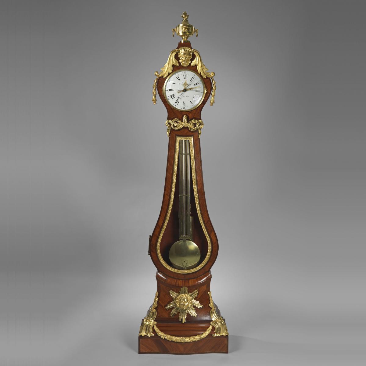 A Late Louis XV Ormolu-Mounted Tulipwood and Amaranth Regulateur de Parquetthe Movement by Jean-Andre Or Jean-Baptiste Lepaute, The Case by Nicolas Petit .Circa 1770