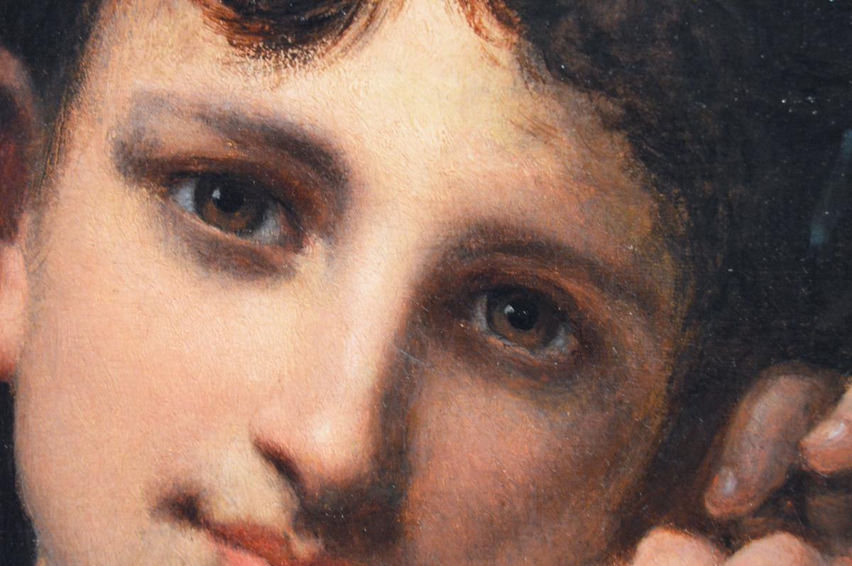 Portrait oil painting of an Italian maiden by Pierre Louis Joseph De Coninck