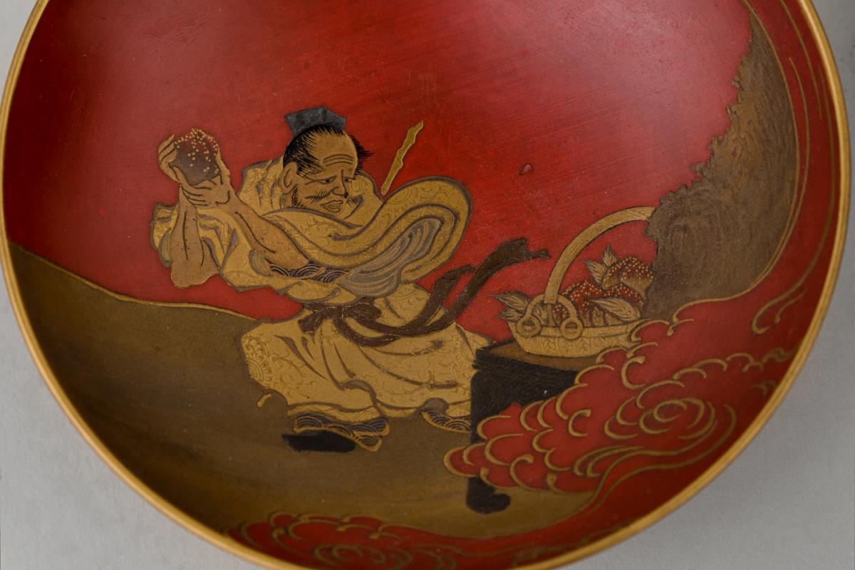 A Collection of Seven Japanese Lacquer Sakazuki Bowls