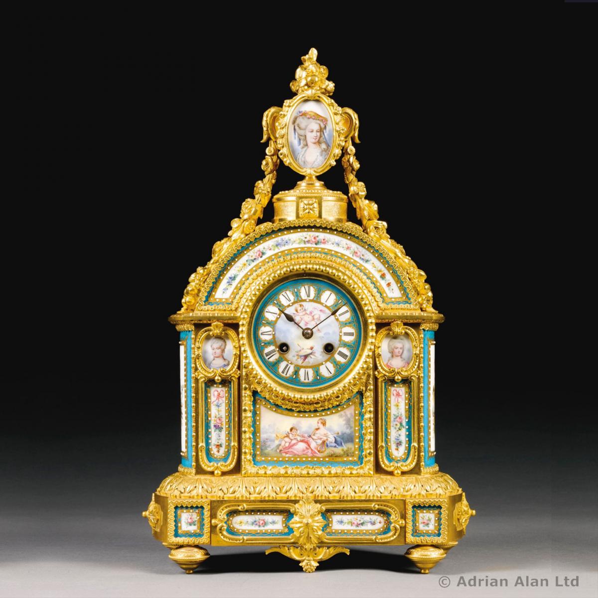 A Fine Sèvres-Style Porcelain Mantel Clock